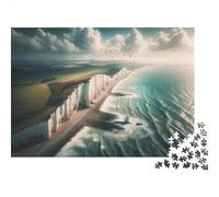 Seven Sisters Cliffs, England Plaque en Métal 70x50cm/1000pcs pour Le Salon, Style Rustique, Style Rustique pour L’intérieur