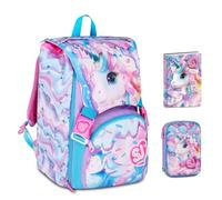 Seven Sj Girl Glow LED Unicorn Sac à dos d'école extensible pour fille + trousse Speed Pad + agenda 2026/2027