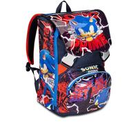 Seven Sac à dos d'école extensible SONIC PRIME - Rouge Bleu - Sac à dos double compartiment amovible par fermeture éclair et avec poche porte-bouteille, sac à dos enfant, bleu, Taglia unica, Sac à dos