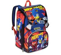 Seven Sonic Sac à dos double compartiment extensible, bleu, grande capacité, dossier préformé, enfant, école primaire, bleu, Taglia unica, Décontracté