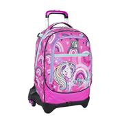 Seven Spa Yub Trolley scolaire 3 roues, rose, MagicWorld, 3 en 1, triple usage, sac à dos avec chariot détachable et système multisegment, sacs à dos et chariot scolaire et voyage, rose, Taglia Unica,