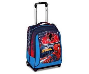 Seven Spiderman Big Trolley scolaire fixe, bleu, 2 en 1, double usage, chariot et sac à dos, sac à dos école primaire, enfant, bleu, Blu, Décontracté