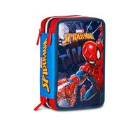Seven Spiderman Trousse Scolaire 3 Zip, Bleu, Porte-Stylo Triple Compartiment Complet avec Stylets, Crayons, Couleurs, Accessoires Sac à Dos, école Primaire, Enfant, Bleu, Moderne