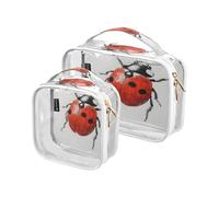 Seven Spotted Ladybug Lot de 2 trousses de toilette transparentes avec poignées pour voyage, multicolore, Lot de 2