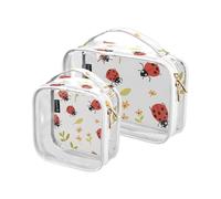Seven Spotted Ladybug Lot de 2 trousses de toilette transparentes en PVC pour voyage, multicolore, Lot de 2