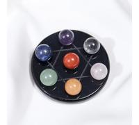 Seven Star Array Obsidian Plate Mixed Crystal Ball Set Stones Classical FengShui Ornament
