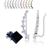 Seven Star Diamond Stud Earrings, 7 Stasr Ear Cuffs for Women, Star Flashing Diamond Stud Earrings with Cubic Zirconia Valentine's Day Birthday for Friends Lovers or Family (G)