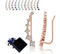 Seven Star Diamond Stud Earrings, 7 Stasr Ear Cuffs for Women, Star Flashing Diamond Stud Earrings with Cubic Zirconia Valentine's Day Birthday for Friends Lovers or Family (D)