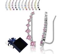 Seven Star Diamond Stud Earrings, 7 Stasr Ear Cuffs for Women, Star Flashing Diamond Stud Earrings with Cubic Zirconia Valentine's Day Birthday for Friends Lovers or Family (I)