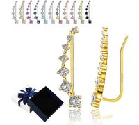 Seven Star Diamond Stud Earrings, 7 Stasr Ear Cuffs for Women, Star Flashing Diamond Stud Earrings with Cubic Zirconia Valentine's Day Birthday for Friends Lovers or Family (F)