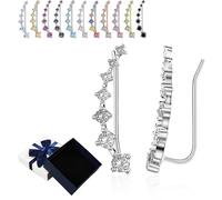 Seven Star Diamond Stud Earrings, 7 Stasr Ear Cuffs for Women, Star Flashing Diamond Stud Earrings with Cubic Zirconia Valentine's Day Birthday for Friends Lovers or Family (K)