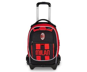 Seven Trolley d'école Jack 3 Roues Milan, Noir, 33 l, démontable, système Crossover, 3 en 1, Utilisation Sac à Dos, Poche Avant, école Primaire et Moyenne, Enfant, garçon, Football, Produit Officiel