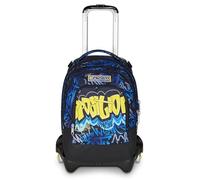 Seven Trolley école Jack 3 roues Detach, bleu jaune, sac à dos avec chariot détachable de 37 L, poche gourde, sac à dos amovible, sac à dos école primaire et média, sac à dos enfant, bleu, Taglia