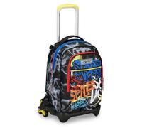 SEVEN Trolley école Jack 3 roues, noir jaune, Mark On Boy, 3 en 1, triple usage, sac à dos avec chariot détachable, poche porte-bouteille et système multisegment, sac à dos scolaire voyage, enfant