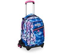 SEVEN Trolley école Jack 3 roues, violet fuchsia, Custom Cloud, 3 en 1, triple usage, sac à dos avec chariot détachable, poche porte-bouteille et système croisé, sac à dos d'école voyage, fille,