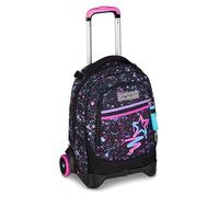 Seven Trolley école New Tech, noir, 3 en 1, triple usage, sac à dos avec chariot détachable et crossover système, voyage, fille, Noir, Taglia unica, Moderne