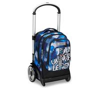 SEVEN Trolley École Tyre Maxi Roues, Bleu, Retrocolor, 3 en 1, Triple Utilisation, Sac à dos avec chariot détachable et crossover système, sac à dos scolaire voyage, enfant garçon, bleu, Taglia unica,