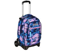 Seven Trolley New Tech, 2 Roues, Tie & Dye, Violet, 3 en 1, Triple Usage, Sac à Dos avec Chariot détachable, Sac à Dos Scolaire Voyage, Fille, Aubergine, Taglia Unica, Scolaire