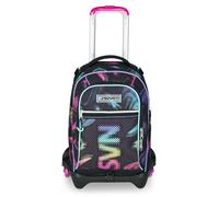 Seven Trolley School Jack 3 roues, noir fuchsia, sac à dos avec chariot détachable de 34 L, poche gourde et système multisegment, maniable durable, école primaire et média, sac à dos pour fille, Noir