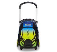 Seven Trolley scolaire Flex 3 roues, bleu jaune, sac à dos avec chariot détachable de 31 litres, avec poche PC, poche gourde, polyvalente, facile et confortable, école moyenne et supérieure, garçon