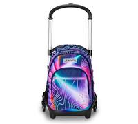 SEVEN Trolley scolaire Flex 3 roues, rose, Mapset Girl, 3 en 1, triple utilisation, sac à dos avec chariot détachable, poche porte-bouteille et système multisegment, sac à dos d'école voyage, fille,