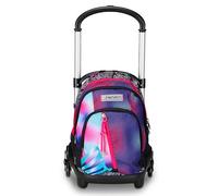 SEVEN Trolley scolaire Flex 3 roues, rose, Shadefull Girl, 3 en 1, triple utilisation, sac à dos avec chariot amovible, poche porte-bouteille et système multisegment, sac à dos d'école voyage, fille,