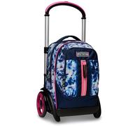 Seven Trolley Tire - Cloudy Shapes, Bleu Rose - Chariot Amovible 3 en 1 - Sac à Dos - Sac à Dos d'école pour Fille, Double Compartiment, Multi-Poches, Organiseur intérieur, Multicolore, 39 x 57