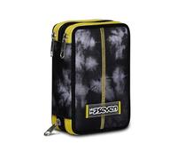 Seven Trousse 3 Zip, HEAVY BOY, équipée de crayons, feutres etc., Noir, école et loisirs