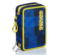 Seven Trousse à Crayons - Trousse à Stylos, Boîte à Papeterie, Trousse Remplie de Stylos, Marqueurs et Autres, pour les Fournitures Scolaires, pour Filles et Garçons, 3 Compartiments, Xxl Check