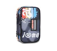 Seven Trousse d'école - Speed Case - 1 Fermeture éclair - Accessoires Amovibles - Trousse 2 en 1 - Trousse complète avec Crayons, Stylets, marqueurs, école Moyenne et élémentaire, Noir (Rock), Taglia