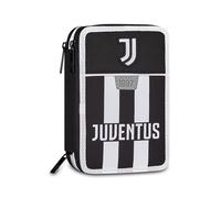 Seven Trousse Juventus remplie à 3 Compartiments avec Crayons, feutres, pour Fournitures Scolaires, écoles et Loisirs, pour Filles et garçons, Blanc/Noir