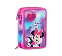 Seven Trousse Minnie 3 Zips, Triple Compartiment, avec Crayons, feutres, Couleurs, Accessoires Sac à Dos, Primaire, Moyen, supérieur, Bleu Profond, Filles et Filles, Rose