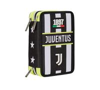 SEVEN Trousse Scolaire 3 Compartiments, F.C. Juventus Football - Win is The Rule, Blanc Noir - Porte-Stylo Multi-Compartiments avec Crayons, stylos et Couleurs, Accessoires Sac à Dos, Sac à Dos
