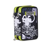 Seven Trousse Scolaire 3 Zip, Gris, Porte-Stylo Triple Compartiment Complet avec Stylets, Crayons, Couleurs, Accessoires Sac à Dos, école Primaire, Enfant, Gris, Moderne