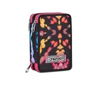 Seven Trousse Scolaire 3 Zip, Noir Fuchsia, Multi-Shade Girl, Porte-Stylo Triple Compartiment Complet avec Stylets, Crayons, Couleurs, Accessoires Sac à Dos, élémentaires, Moyennes, Fille, Fuchsia,