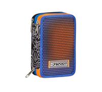 Seven Trousse Scolaire 3 Zip, Reflex Blue, Shadefull Boy, Porte-Stylo Triple Compartiment Complet avec Stylets, Crayons, Couleurs, Accessoires Sac à Dos, élémentaires, Moyens, supérieurs, garçon