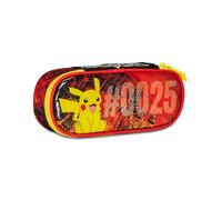 Seven Trousse scolaire Round Plus - Pokemon - Pikachu - Jaune et rouge - Trousse scolaire monozip avec organiseur intérieur, passants élastiques - Accessoires sac à dos d'école - Trousse pour enfant