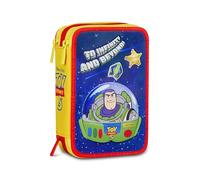 Seven Trousse Toy Story avec 3 Fermetures éclair, Triple Compartiment, avec Crayons, feutres, Couleurs, Accessoires de Sac à Dos, élémentaires, médiums, supérieurs, Bleu Profond, Filles et Filles