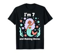 Seven Years Old Black Girl Sirène 7ème Anniversaire T-Shirt
