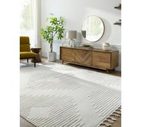 SevenAndEight Livabliss Setif Tapis Géométrique Scandinave - Grand Tapis Salon, Salle à Manger, Chambre, Cuisine - Design Boheme Chic, Berbere Moderne, Poil Court 160x213 cm - Crème, Gris Clair