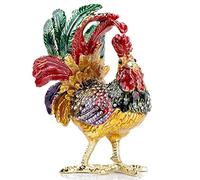 SEVENBEES Boîtes à Bijoux en Forme de Coq émaillé peintes à la Main - Figurines de Coq à charnière - Cadeau pour décoration d'intérieur