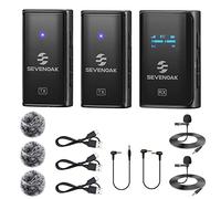 Sevenoak Système de Micro-Cravate sans Fil, 2.4GHz Double Micro-Cravate avec stéréo/Mono pour caméra téléphone iPhone PC Enregistrement vidéo vlog Live Stream SKM-W4 K2 (2 TX+1 RX)