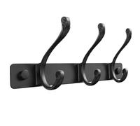 Sevenpers Porte Manteau Mural Patere Murale avec 3 Crochets Doubles Noir Haute Capacité de Charge Durable et Résistant Gain de Place Optimal pour Entrée, Chambre, Salle de Bain, Cuisine