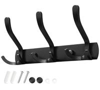 Sevenpers Porte Manteau Mural Patere Murale avec 3 Crochets Triples Noir Haute Capacité de Charge Durable et Résistant Gain de Place Optimal pour Entrée, Chambre, Salle de Bain, Cuisine