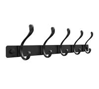 Sevenpers Porte Manteau Mural Patere Murale avec 5 Crochets Doubles Noir Haute Capacité de Charge Durable et Résistant Gain de Place Optimal pour Entrée, Chambre, Salle de Bain, Cuisine