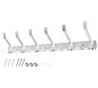 Sevenpers Porte Manteau Mural Patere Murale avec 6 Crochets Triples Argent Haute Capacité de Charge Durable et Résistant Gain de Place Optimal pour Entrée, Chambre, Salle de Bain, Cuisine