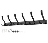 Sevenpers Porte Manteau Mural Patere Murale avec 6 Crochets Triples Noir Haute Capacité de Charge Durable et Résistant Gain de Place Optimal pour Entrée, Chambre, Salle de Bain, Cuisine