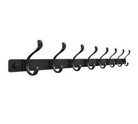Sevenpers Porte Manteau Mural Patere Murale avec 8 Crochets Doubles Noir Haute Capacité de Charge Durable et Résistant Gain de Place Optimal pour Entrée, Chambre, Salle de Bain, Cuisine