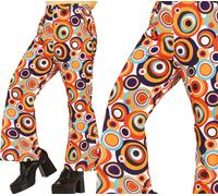 Seventies Pantalon Carnaval Rétro Cercles Costume Voyage dans le temps Look coloré Fête Mode, Taille : 48 - 50 (M) Couleur : Multicolore