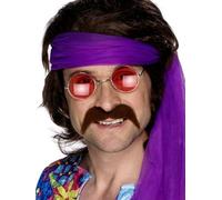 Smiffys Moustache des années 70, marron, autoadhésive